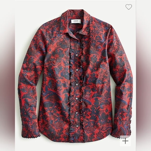 J.Crew Collection Scallop Ruffle Perfect Shirt - Picture 1 of 9
